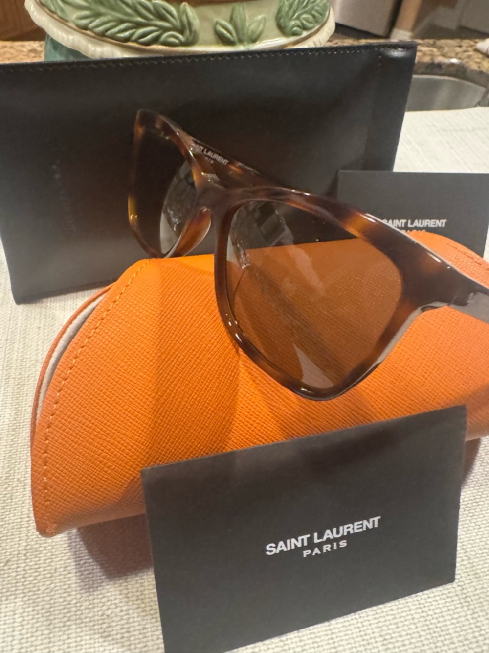Saint Laurent Women’s Tortoise Sunglasses - Brown with Case - Picture 5 of 7